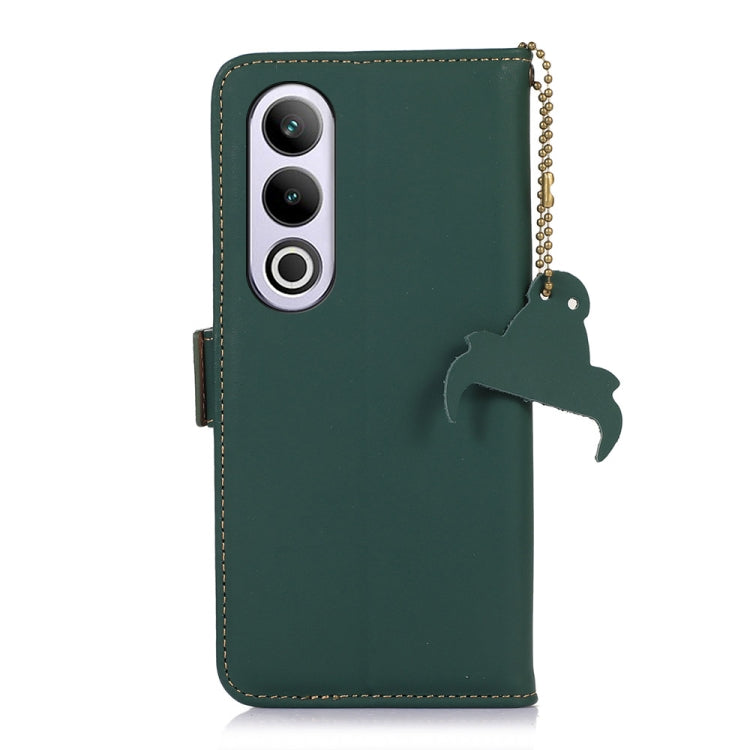 For OnePlus Nord CE4 5G Global Genuine Leather Magnetic RFID Leather Phone Case(Green) - OnePlus Cases by buy2fix | Online Shopping UK | buy2fix