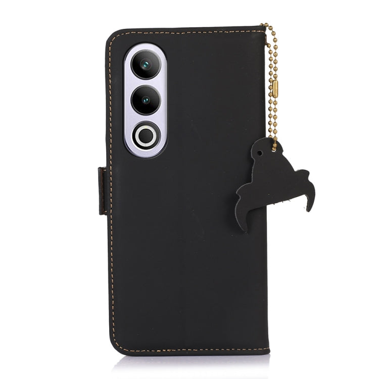 For OnePlus Nord CE4 5G Global Genuine Leather Magnetic RFID Leather Phone Case(Black) - OnePlus Cases by buy2fix | Online Shopping UK | buy2fix