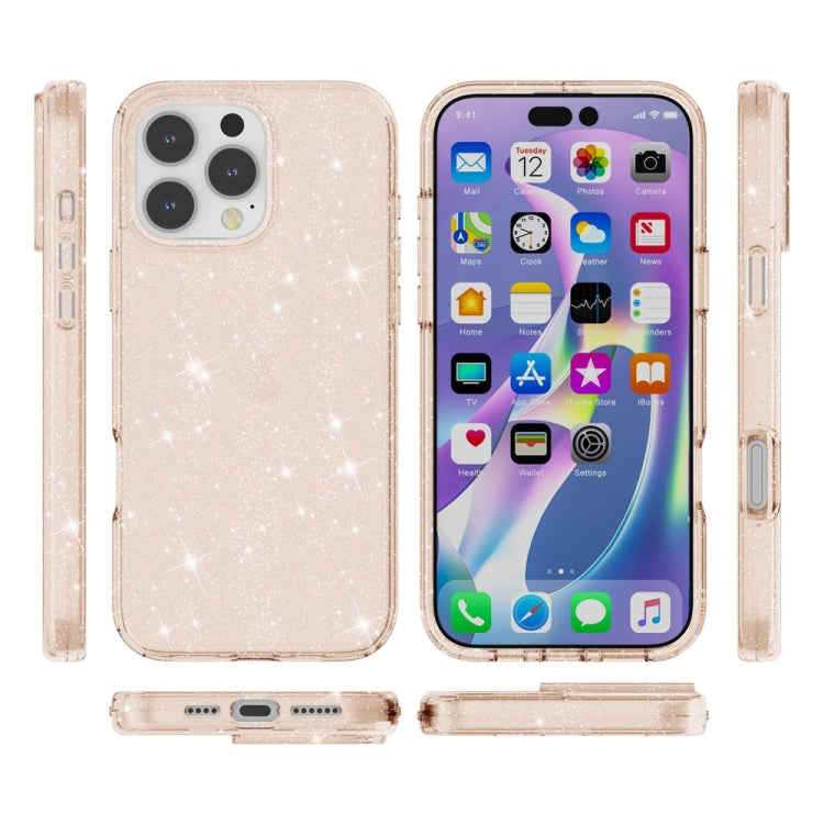 For iPhone 16 Pro Shockproof Terminator Glitter Powder Phone Case(Gold) - iPhone 16 Pro Cases by buy2fix | Online Shopping UK | buy2fix