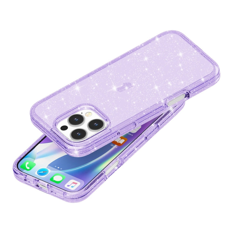 For iPhone 16 Pro Shockproof Terminator Glitter Powder Phone Case(Purple) - iPhone 16 Pro Cases by buy2fix | Online Shopping UK | buy2fix