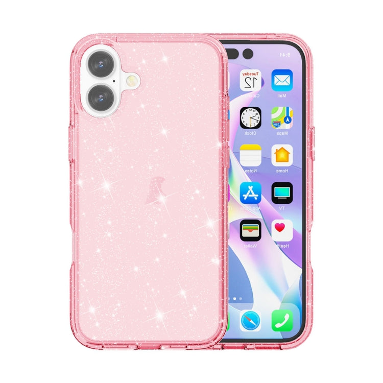 For iPhone 16 Plus Shockproof Terminator Glitter Powder Phone Case(Pink) - iPhone 16 Plus Cases by buy2fix | Online Shopping UK | buy2fix