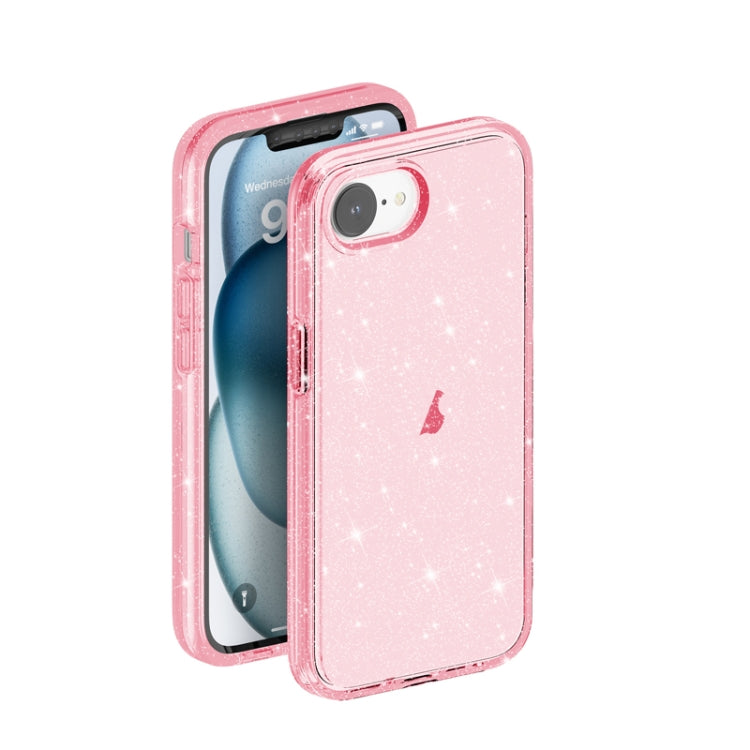 For iPhone 16e Shockproof Terminator Glitter Powder Phone Case(Pink) - iPhone 16e Cases by buy2fix | Online Shopping UK | buy2fix
