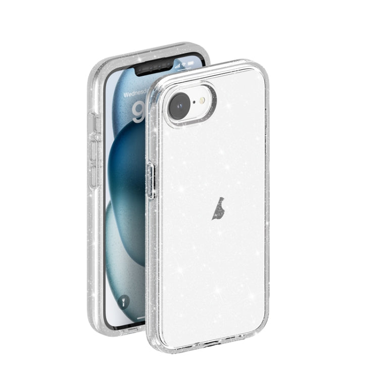 For iPhone 16e Shockproof Terminator Glitter Powder Phone Case(White) - iPhone 16e Cases by buy2fix | Online Shopping UK | buy2fix