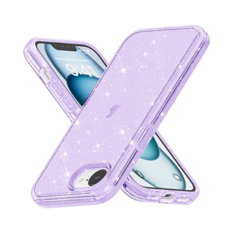 For iPhone 16e Shockproof Terminator Glitter Powder Phone Case(Purple) - iPhone 16e Cases by buy2fix | Online Shopping UK | buy2fix