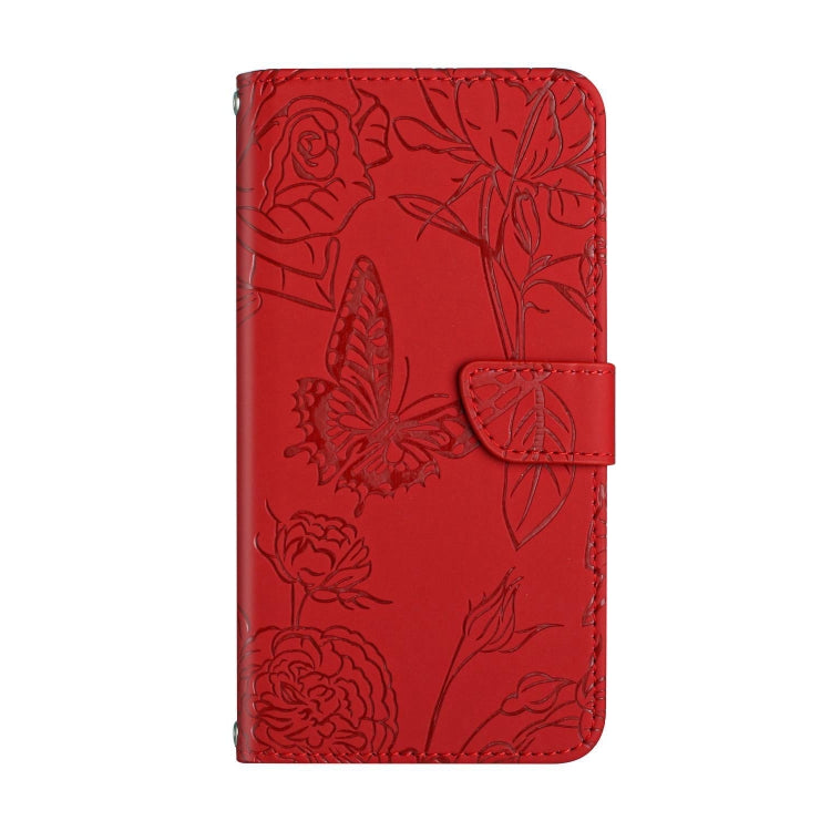 For OnePlus 12 5G Global Skin Feel Butterfly Peony Embossed Leather Phone Case(Red) by buy2fix