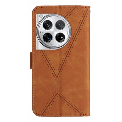 For OnePlus 12 5G Global Stitching Embossed Leather Phone Case(Brown) by buy2fix