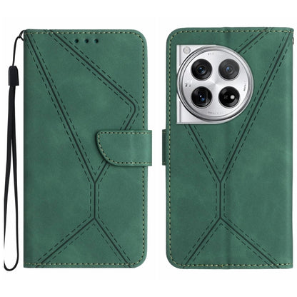 For OnePlus 12 5G Global Stitching Embossed Leather Phone Case(Green) by buy2fix