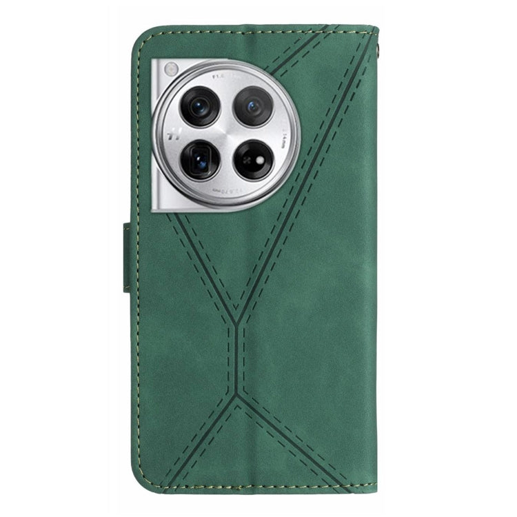 For OnePlus 12 5G Global Stitching Embossed Leather Phone Case(Green) by buy2fix