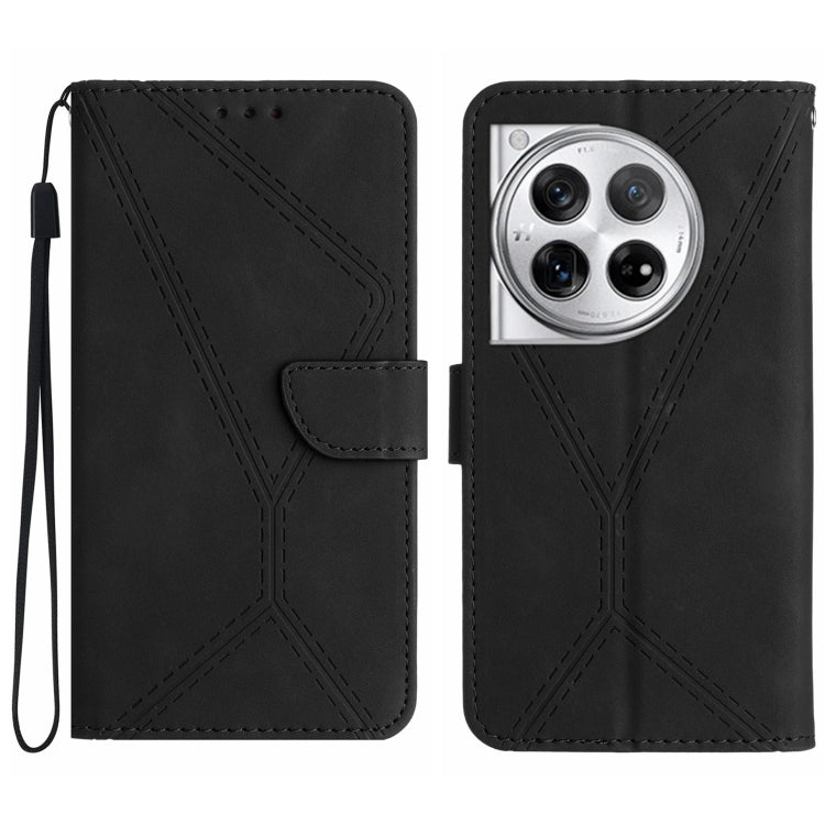 For OnePlus 12 5G Global Stitching Embossed Leather Phone Case(Black) by buy2fix