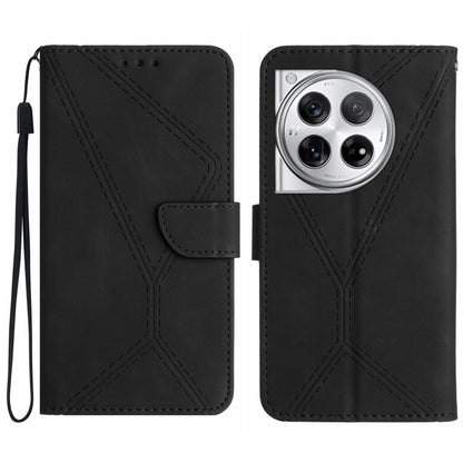 For OnePlus 12 5G Global Stitching Embossed Leather Phone Case(Black) by buy2fix