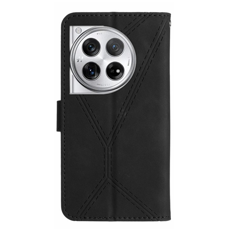 For OnePlus 12 5G Global Stitching Embossed Leather Phone Case(Black) by buy2fix