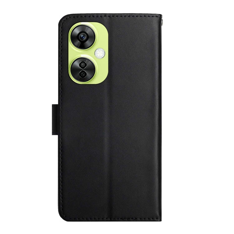 For OnePlus Nord CE 3 Lite Genuine Leather Fingerprint-proof Flip Phone Case(Black) - OnePlus Cases by buy2fix | Online Shopping UK | buy2fix