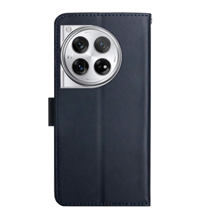 For OnePlus 12R 5G Global Genuine Leather Fingerprint-proof Flip Phone Case(Blue) - OnePlus Cases by buy2fix | Online Shopping UK | buy2fix