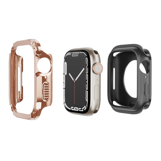 For Apple Watch Series 6 / 5 / 4 / SE 44mm 2-in-1 PC Hybrid TPU Armor Watch Case(Rose Gold) by buy2fix