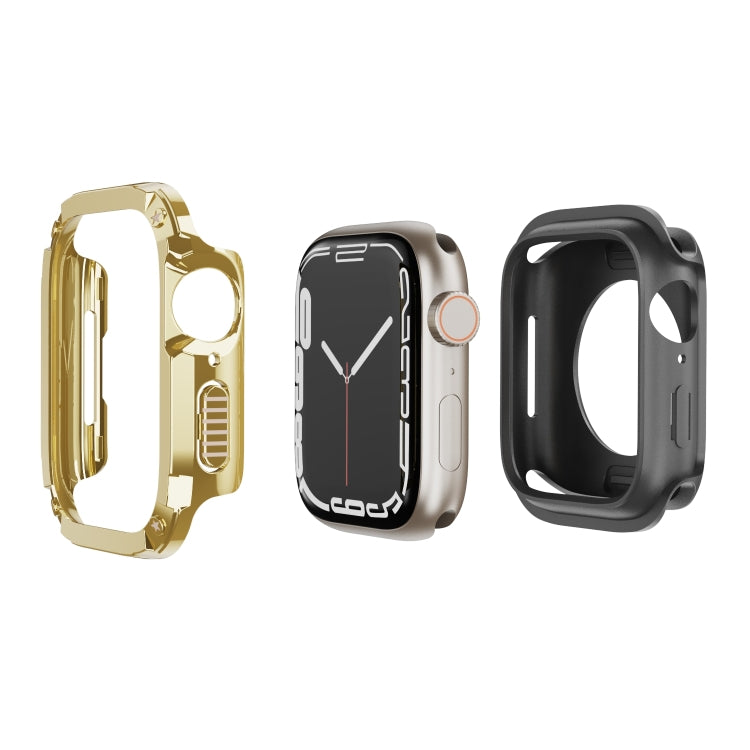 For Apple Watch Series 6 / 5 / 4 / SE 44mm 2-in-1 PC Hybrid TPU Armor Watch Case(Gold) by buy2fix