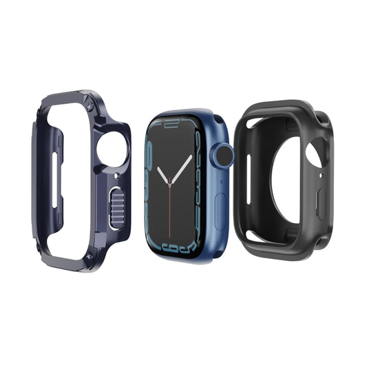 For Apple Watch Series 6 / 5 / 4 / SE 44mm 2-in-1 PC Hybrid TPU Armor Watch Case(Midnight Blue) by buy2fix