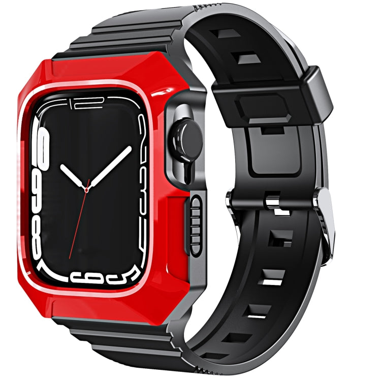 For Apple Watch Ultra 3 / 2 49mm PC Rugged Case Integrated TPU Watch Band(Red) by buy2fix
