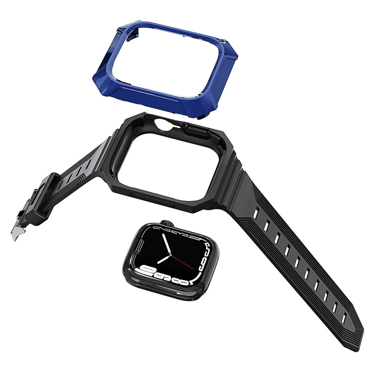 For Apple Watch Ultra 3 / 2 49mm PC Rugged Case Integrated TPU Watch Band(Blue) by buy2fix