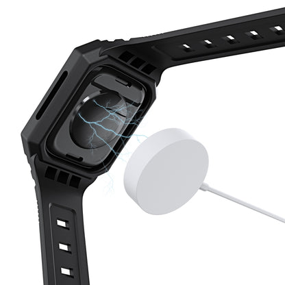 For Apple Watch Ultra 3 / 2 49mm PC Rugged Case Integrated TPU Watch Band(Blue) by buy2fix