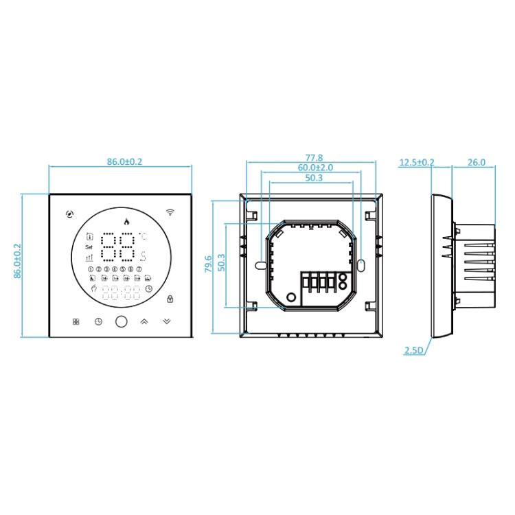 BHT-008GBL 95-240V AC 16A Smart Home Electric Heating LED Thermostat Without WiFi(White) by buy2fix