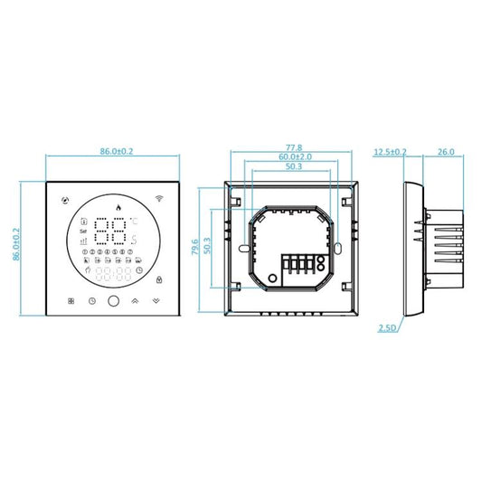 BHT-008GAL 95-240V AC 5A Smart Home Water Heating LED Thermostat Without WiFi(Black) by buy2fix