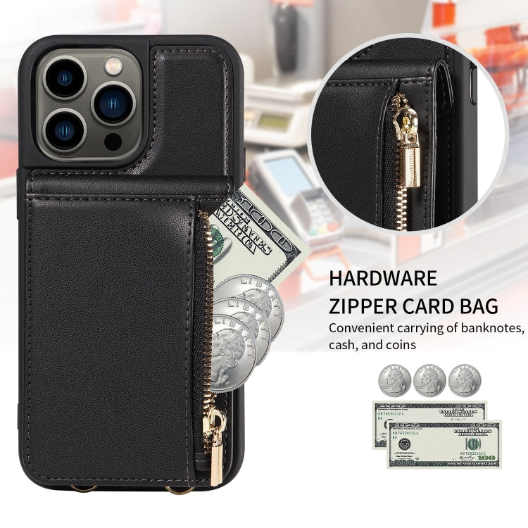 For iPhone 13 Pro Crossbody Lanyard Zipper Wallet Leather Phone Case(Black) - iPhone 13 Pro Cases by buy2fix | Online Shopping UK | buy2fix