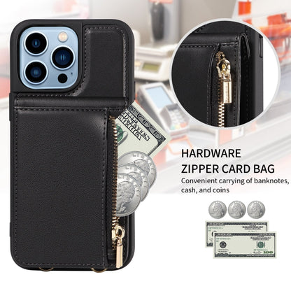 For iPhone 13 Pro Max Crossbody Lanyard Zipper Wallet Leather Phone Case(Black) - iPhone 13 Pro Max Cases by buy2fix | Online Shopping UK | buy2fix