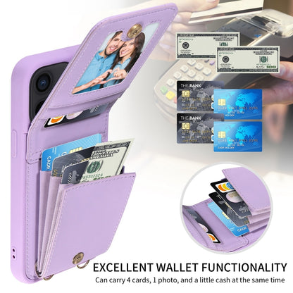 For iPhone 12 / 12 Pro Crossbody Lanyard Zipper Wallet Leather Phone Case(Purple) - iPhone 12 / 12 Pro Cases by buy2fix | Online Shopping UK | buy2fix