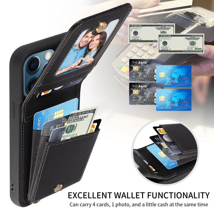 For iPhone 12 Pro Max Crossbody Lanyard Zipper Wallet Leather Phone Case(Black) - iPhone 12 Pro Max Cases by buy2fix | Online Shopping UK | buy2fix