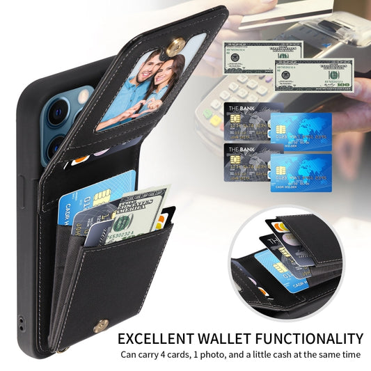 For iPhone 12 Pro Max Crossbody Lanyard Zipper Wallet Leather Phone Case(Black) - iPhone 12 Pro Max Cases by buy2fix | Online Shopping UK | buy2fix