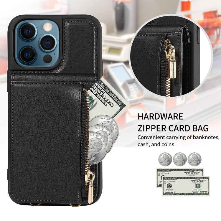 For iPhone 12 Pro Max Crossbody Lanyard Zipper Wallet Leather Phone Case(Black) - iPhone 12 Pro Max Cases by buy2fix | Online Shopping UK | buy2fix