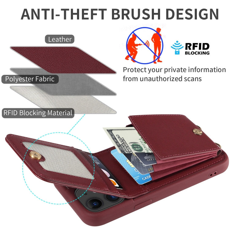 For iPhone 11 Crossbody Lanyard Zipper Wallet Leather Phone Case(Wine Red) - iPhone 11 Cases by buy2fix | Online Shopping UK | buy2fix