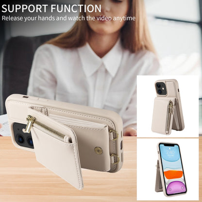 For iPhone 11 Crossbody Lanyard Zipper Wallet Leather Phone Case(Beige) - iPhone 11 Cases by buy2fix | Online Shopping UK | buy2fix