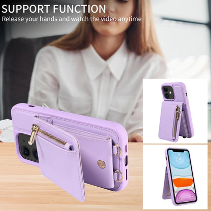For iPhone 11 Crossbody Lanyard Zipper Wallet Leather Phone Case(Purple) - iPhone 11 Cases by buy2fix | Online Shopping UK | buy2fix