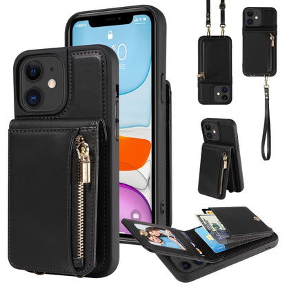 For iPhone 11 Crossbody Lanyard Zipper Wallet Leather Phone Case(Black) - iPhone 11 Cases by buy2fix | Online Shopping UK | buy2fix