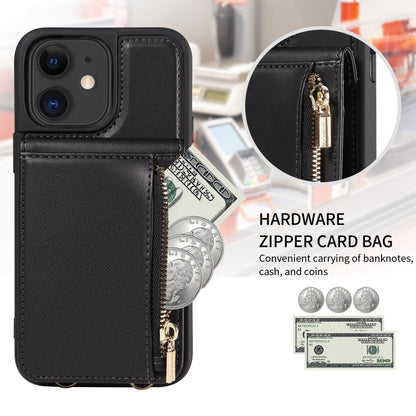 For iPhone 11 Crossbody Lanyard Zipper Wallet Leather Phone Case(Black) - iPhone 11 Cases by buy2fix | Online Shopping UK | buy2fix