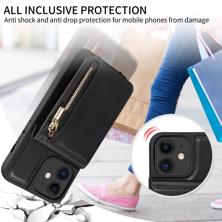 For iPhone 11 Crossbody Lanyard Zipper Wallet Leather Phone Case(Black) - iPhone 11 Cases by buy2fix | Online Shopping UK | buy2fix