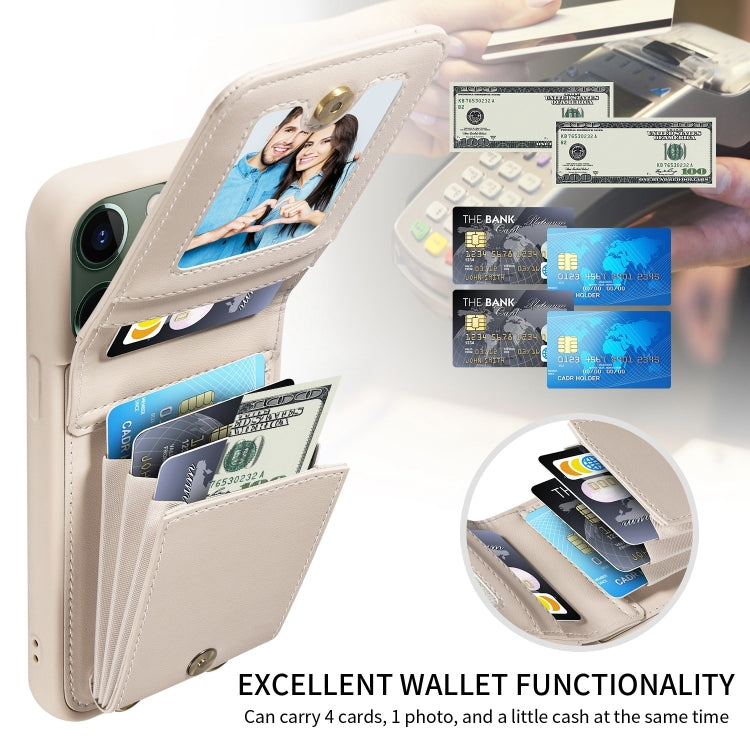 For iPhone 11 Pro Max Crossbody Lanyard Zipper Wallet Leather Phone Case(Beige) - iPhone 11 Pro Max Cases by buy2fix | Online Shopping UK | buy2fix