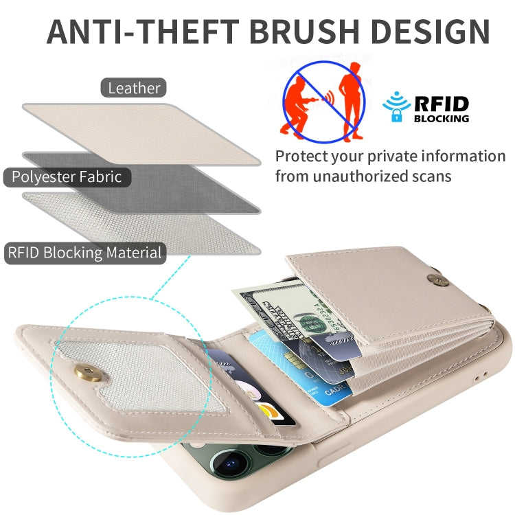 For iPhone 11 Pro Max Crossbody Lanyard Zipper Wallet Leather Phone Case(Beige) - iPhone 11 Pro Max Cases by buy2fix | Online Shopping UK | buy2fix