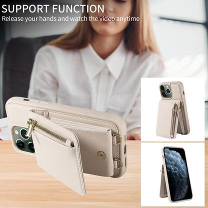 For iPhone 11 Pro Max Crossbody Lanyard Zipper Wallet Leather Phone Case(Beige) - iPhone 11 Pro Max Cases by buy2fix | Online Shopping UK | buy2fix