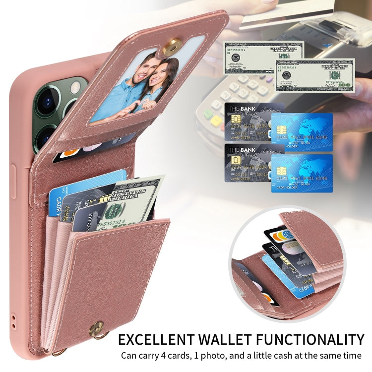 For iPhone 11 Pro Max Crossbody Lanyard Zipper Wallet Leather Phone Case(Rose Gold) - iPhone 11 Pro Max Cases by buy2fix | Online Shopping UK | buy2fix