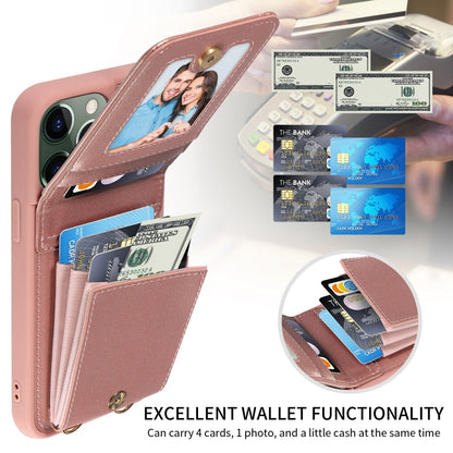 For iPhone 11 Pro Max Crossbody Lanyard Zipper Wallet Leather Phone Case(Rose Gold) - iPhone 11 Pro Max Cases by buy2fix | Online Shopping UK | buy2fix