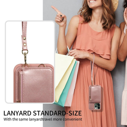 For iPhone 11 Pro Max Crossbody Lanyard Zipper Wallet Leather Phone Case(Rose Gold) - iPhone 11 Pro Max Cases by buy2fix | Online Shopping UK | buy2fix