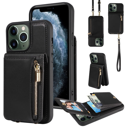 For iPhone 11 Pro Max Crossbody Lanyard Zipper Wallet Leather Phone Case(Black) - iPhone 11 Pro Max Cases by buy2fix | Online Shopping UK | buy2fix