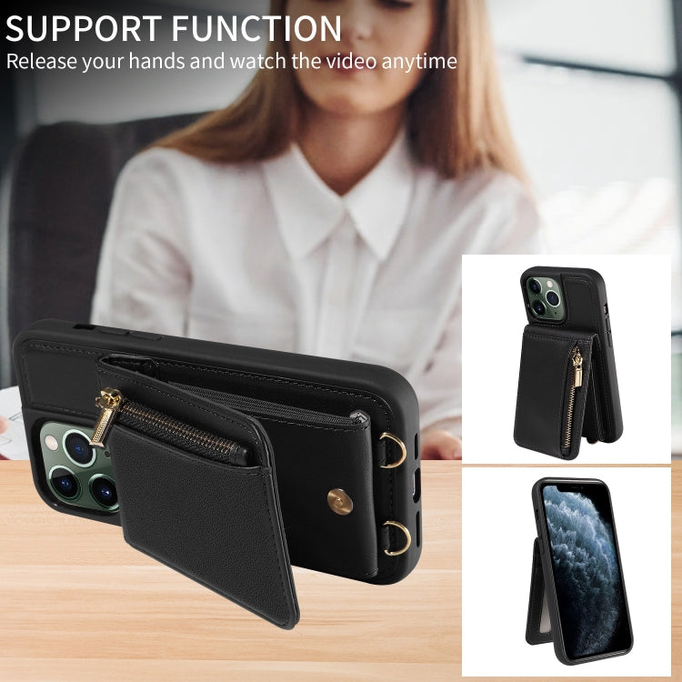 For iPhone 11 Pro Max Crossbody Lanyard Zipper Wallet Leather Phone Case(Black) - iPhone 11 Pro Max Cases by buy2fix | Online Shopping UK | buy2fix