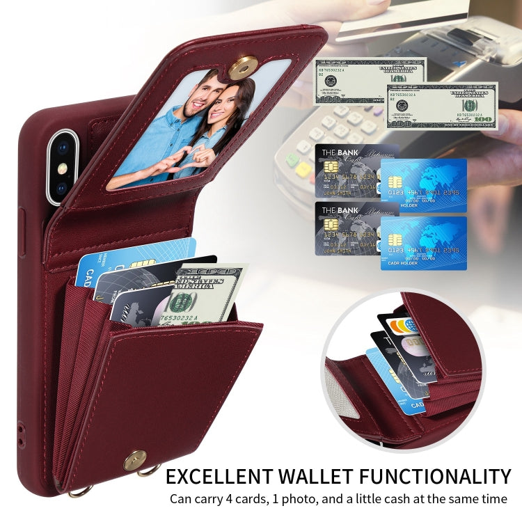 For iPhone XR Crossbody Lanyard Zipper Wallet Leather Phone Case(Wine Red) - More iPhone Cases by buy2fix | Online Shopping UK | buy2fix