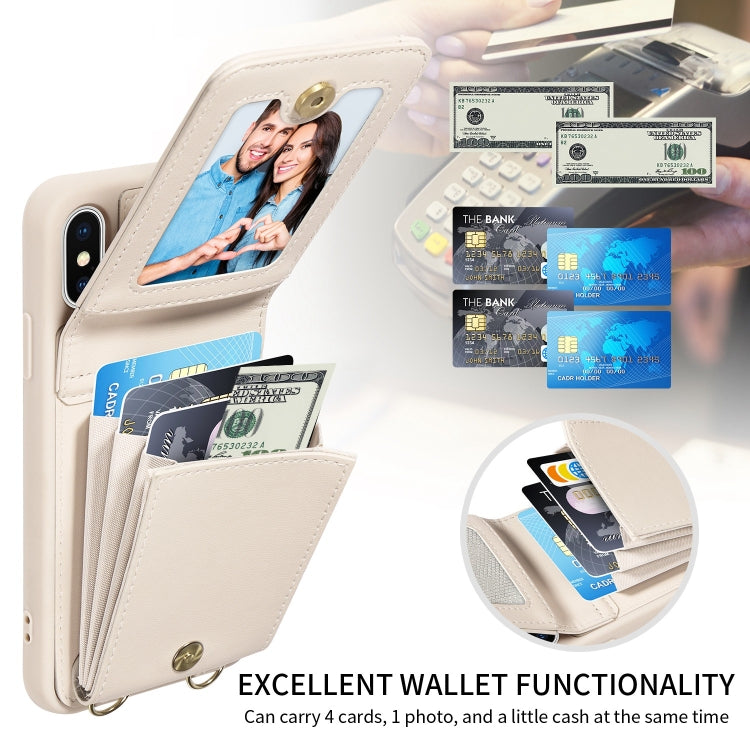 For iPhone XR Crossbody Lanyard Zipper Wallet Leather Phone Case(Beige) - More iPhone Cases by buy2fix | Online Shopping UK | buy2fix
