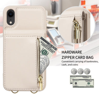 For iPhone XR Crossbody Lanyard Zipper Wallet Leather Phone Case(Beige) - More iPhone Cases by buy2fix | Online Shopping UK | buy2fix