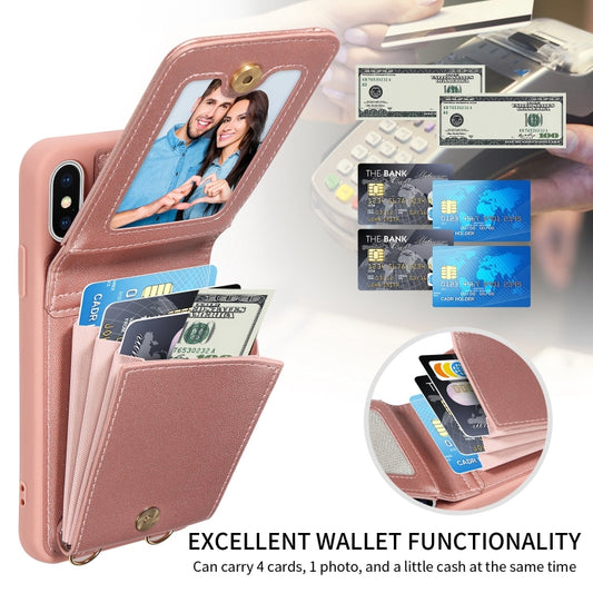 For iPhone XR Crossbody Lanyard Zipper Wallet Leather Phone Case(Rose Gold) - More iPhone Cases by buy2fix | Online Shopping UK | buy2fix