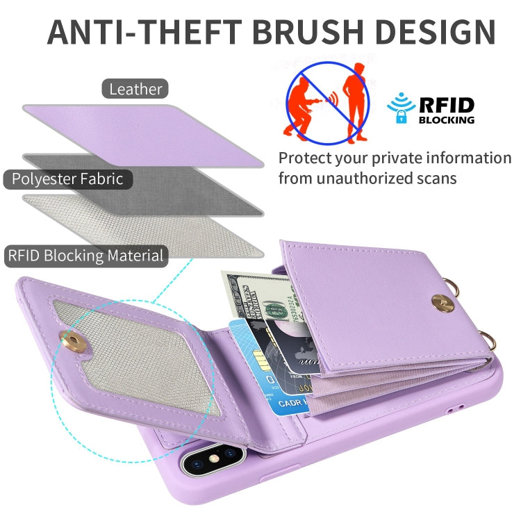 For iPhone XR Crossbody Lanyard Zipper Wallet Leather Phone Case(Purple) - More iPhone Cases by buy2fix | Online Shopping UK | buy2fix